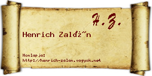 Henrich Zalán névjegykártya